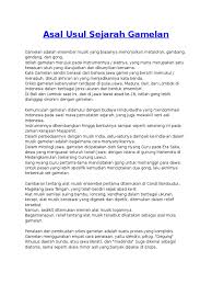 Alhamdulillah masih diberi nafas tuk berkongsi ilmu di sini. Asal Usul Gamelan Melayu