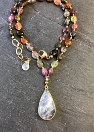 Boho Luxe Tourmaline Necklace Short Necklace Beaded Necklace Gemstone Necklace