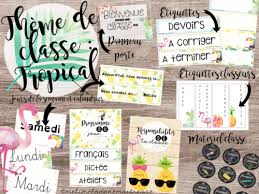 Theme De Classe Tropical Etiquette Classe Organisation De La Salle De Classe Theme Classe