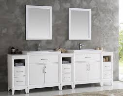Vanity art 96 inch double sink bathroom vanity set 2 shelves 13 drawers quartz top and ceramic vessel sink bathroom cabinet with free mirrors wyndham collection deborah 80 inch double bathroom vanity in white, white carrara marble countertop, undermount oval sinks, and no mirrors. 96 White Double Traditional Bathroom Vanity In Faucet Option