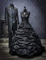 Gothic Wedding Dress And Suit I Would Love For This To Be Steampunk Wedding Dress Extravagant Wedding Dresses Black Wedding Dresses