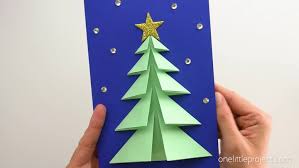 This diy 3d paper ornament christmas card will delight both young and old! Christmas Tree Card Easy 3d Paper Tree Card One Little Project