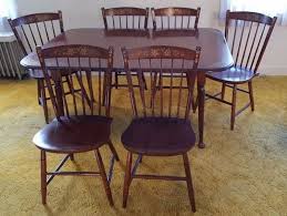 Hitchcock Dark Stained Oblong Dining Table With Two Inserts Table Pads Plus Matching Set Of 6 Side Chairs Chair Side Chairs Table Pads