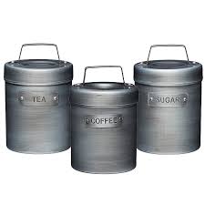 Kitchen canisters have been part of the standard american kitchen since at least the middle of the 19th useful kitchen treasures. Industrial Kitchen Vintage Style Metal Tea Coffee Sugar Canisters Lakeland