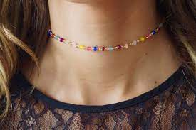 Rainbow Choker Jade Choker Rosary Bead Choker Gemstone Choker Thin Chain Choker Simple Choker Beaded Choker Delicate Choker Sister Gemstone Choker Chokers Beaded Choker