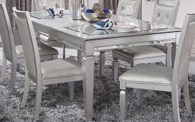 Acme finley dining table in clear glass and mirrored silver finish. Homelegance Allura Dining Table Silver 1916 84 At Homelement Com