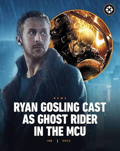 Marvel's Kevin Feige has announced that Ryan Gosling is joining the MCU as Ghost Rider. #SDCC