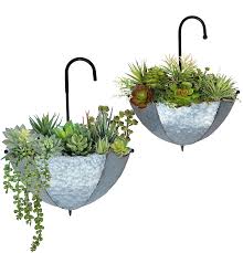 Directions for making your own diy succulent wall planters using a preassembled frame and cuttings from your garden. Amazon Com Giftme 5 Set Of 2 Galvanized Metal Umbrella Hanging Wall Planter Flower Holder Indoor Or Outdoor Garden Succulent Wall Planter Set Kitchen Dining