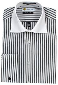 Labiyeur Slim Fit Black And White Striped Cotton Blend French Cuffs Dress Shirts French Cuff Dress Shirts White Shirt Men Shirt Dress