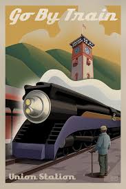 Vintage Union Station Train Poster By Mitch Frey Train Posters Train Art Art Deco Posters