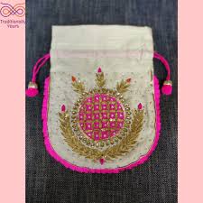 Handwork Gotapatti Potli Bag Hand Work Embroidery Handwork Potli Bags