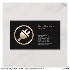 In this case, they use orange and gray on the black background. Electric Plug Icon Electrician Business Card Zazzle Com In 2021 Electrician Business Cards Electrician Electricity