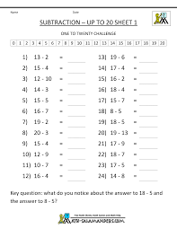 2nd Grade Math Practice Mental Subtraction To 20 1 First Grade Math Worksheets Math Subtraction Mental Maths Worksheets