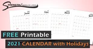 2021 monthly calendar with week numbers, holidays, space for notes in ms word doc, docx, pdf, jpg file format. Free Printable 2021 Calendar With Holidays Pdf Strength Essence