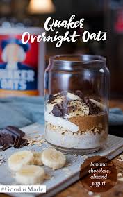 Chocolate Almond Banana Overnight Oats Recipe Quaker Oats Recipe Recipes Food Yummy Food