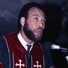 Rev. Dr. William S. Epps speaking at the funeral service of Jessie Mae  Beavers, Los Angeles, 1989 — Calisphere