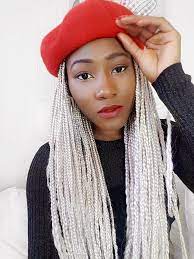 Unicorn Hair Box Braids And Red Beret Hat Box Braids Braids With Hat Unicorn Hair