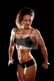 Moderation ist der schlüssel viele leute sehen gesunde ernährung als „alles oder nichts aussage, allerdings ist mäßigung eine wichtige grundlage für jede gesunde ernährung. Sportlich Muskulosen Frau Mit Zwei Kurzhanteln Wandposter Poster Weightlift Schweiss Matschig Myloview De