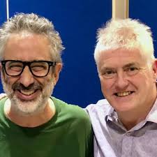Nick Hancock dishes up oatcakes to David Baddiel for post-gig breakfast