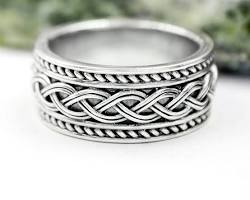 Image of Celtic Knot Ring with Big Diamond for men