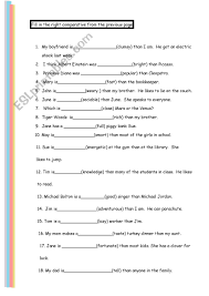 Comparatives Worksheet Grammar Worksheets Comparative Adjectives Worksheets