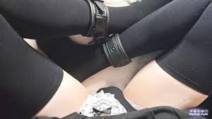tgirl looks like a femboy Masturbate with Strapped feet pov and cum on them