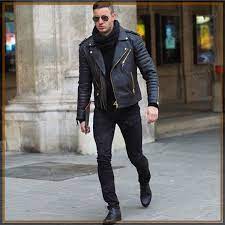 New Men S Genuine Lambskin Leather Jacket Black Slim Fit Biker Motorcycle Jacket Ariesleathers Motor Jackets Men Fashion Leather Jacket Style Men Biker Style