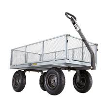 Gorilla Carts 1 000 Lb Heavy Duty Steel Utility Cart Gor1001 Com The Home Depot Utility Wagon Yard Cart Utility Cart