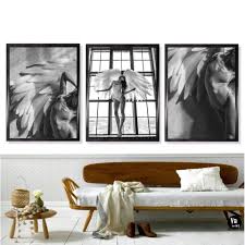 Shop furniture, home décor, cookware & more! Heavenly Girl With Angels Wings Black White Wall Art Fine Art Canvas Nordicwallart Com