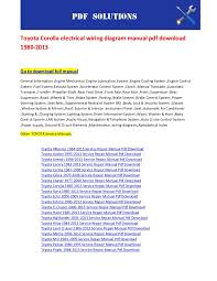 Many interconnection diagrams gain in utility when. Toyota Corolla Electrical Wiring Diagram Manual Pdf Download 1980 2013