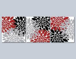 Shopping for wall decor is one of the most exciting parts of decorating a home. Red Gray Floral Wall Art Maroon Black Gray Floral Wall Art Red Black F Sweet Blooms Decor