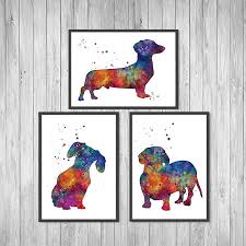 Our home decor products are very easy to buy online because you don´t have to try them on to know if they will fit. Dachshund Art Set Of 3 Watercolor Prints Home Decor Wall Art Etsy Dachshund Art Etsy Wall Art Art Set