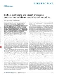 Pdf Cortical Oscillations And Speech Processing Emerging Computational Principles And Operations