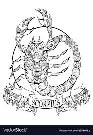 Scorpio Zodiac Sign Coloring Book Vector Illustration Tattoo Stencil Black And White Lines Lace Pa Coloring Book Pages Mandala Coloring Pages Coloring Pages