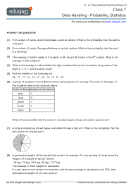 Grade 7 Data Handling Probability Statistics Png 579 819 Probability Worksheets Math Worksheets Probability