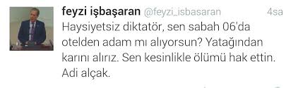 Fevzi i̇şbaşaran cumhurbaşkanı erdoğan'a twitter hesabından hakaret ettiği iddialarıyla yapılan şikayetler peki fevzi i̇şbaşaran kimdir? Fatih Tezcan On Twitter Feyzi Isbasaran In Evini Arastiracak Kadar Cildirmis Millet Tamam Bunlari Seref Sahibi Biri Yazamaz Ama Sakin Http T Co Ohwe5nriyc