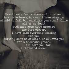 A thousand years is a song recorded by american singer and songwriter christina perri, and written by perri and david hodges, for the twilight saga: Heart Beats Fast A Thousand Years Christina Perri Lyrics Facebook