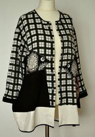 Black And White Checkered Jacket Women S Checkered Jacket Black And White Jacket Spring Jacket Plus Size Loose Jacket With Pockets Upcycled Clothing Unique Artsy Jacket
