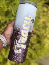 Custom Name Purple And Gold Glitter Double Walled Tumbler Etsy