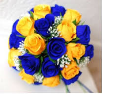 Blue And Yellow Rose Centerpiece Wedding Flower Packages Flower Packaging Yellow Rose Bouquet