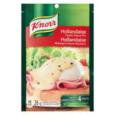 Hollandaise is an egg yolk mixture emulsified with unsalted butter and acid. Hollandaise Classic Sauce Mix