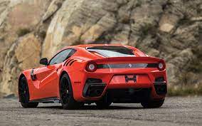 Download Wallpapers Ferrari F12tdf 2017 Red Sports Car Rear View Sports Coupe Ferrari F12 Black Wheels Besthqwallpapers Com Ferrari Red Sports Car Ferrari F12