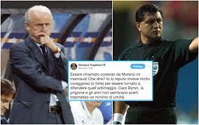 Diese seite liefert eine übersicht über alle einsätze des schiedsrichters byron moreno in der saison 20/21 inklusive der gezeigten karten und der gegebenen elfmeter. Trapattoni Risponde A Byron Moreno Su Twitter Il Carcere Non Ti Ha Reso Umile Sky Sport