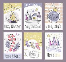 Greetings of the season and best wishes for the new year. Set Of Hand Drawn Christmas Greeting Cards Happy New Year Merry Christmas Holly Jolly Happy Holidays Warm Wishes Make A Wis Stock Vector Illustration Of Decoration Hand 121805980