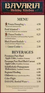 Bavaria Menu Board With Prices Holiday Menus Vegetables For Babies Epcot