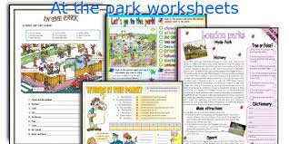 Printable efl/esl pdf worksheets to teach, spelling,phonics worksheets, reading and vocabulary to kids. At The Park Worksheets