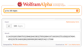 Screenshot of WolframAlpha