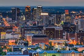 Birmingham (alabama) skyline with grey buildings and blue sky. Dc Blox Awarded Contract By The City Of Birmingham Al Dc Blox