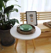5 out of 5 stars. Round Rattan Woven Serving Tray With Handles Ottoman Tray For Breakfast Drinks Snack For Coffee Table Home Decorative 11 X1 6 Honey Brown Buy Online At Best Price In Uae Amazon Ae