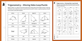 Trigonometry is the study of triangles, which contain angles, of course. Trigonometry Missing Sides Loop Puzzle Ks3 Maths